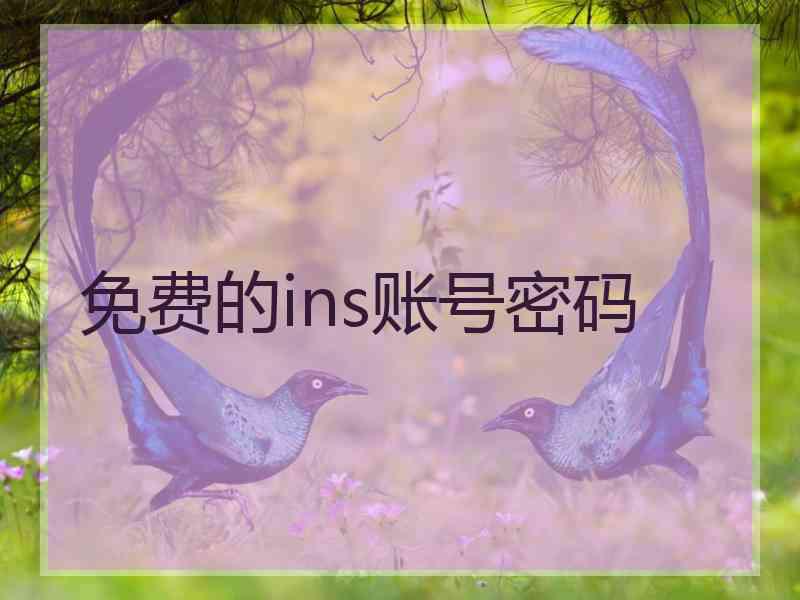 免费的ins账号密码