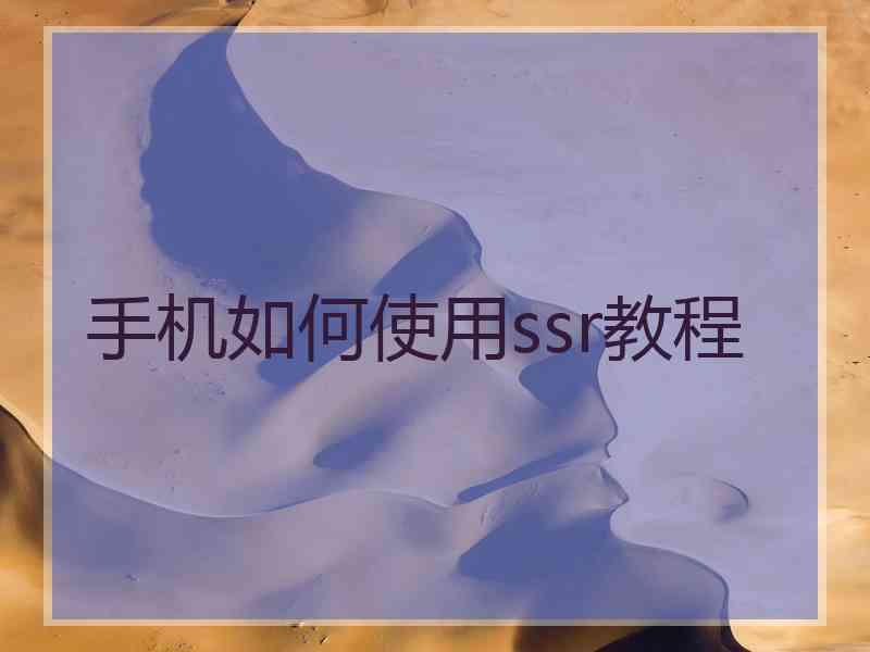 手机如何使用ssr教程