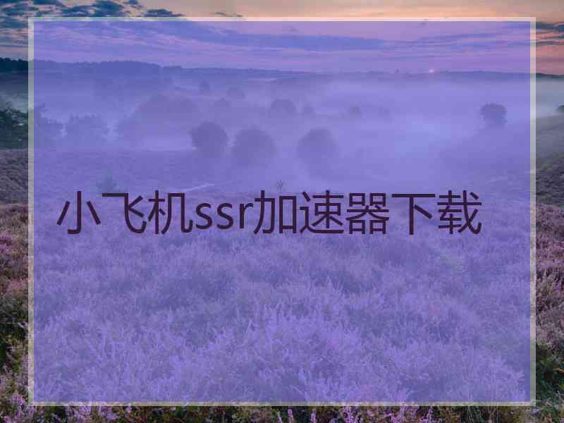 小飞机ssr加速器下载